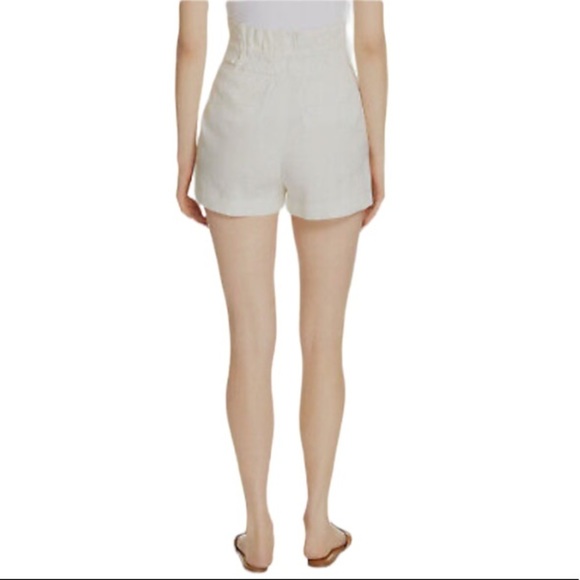 Veronica Beard High Waisted Linen Blend Cream Color Shorts D4 - Picture 3 of 10